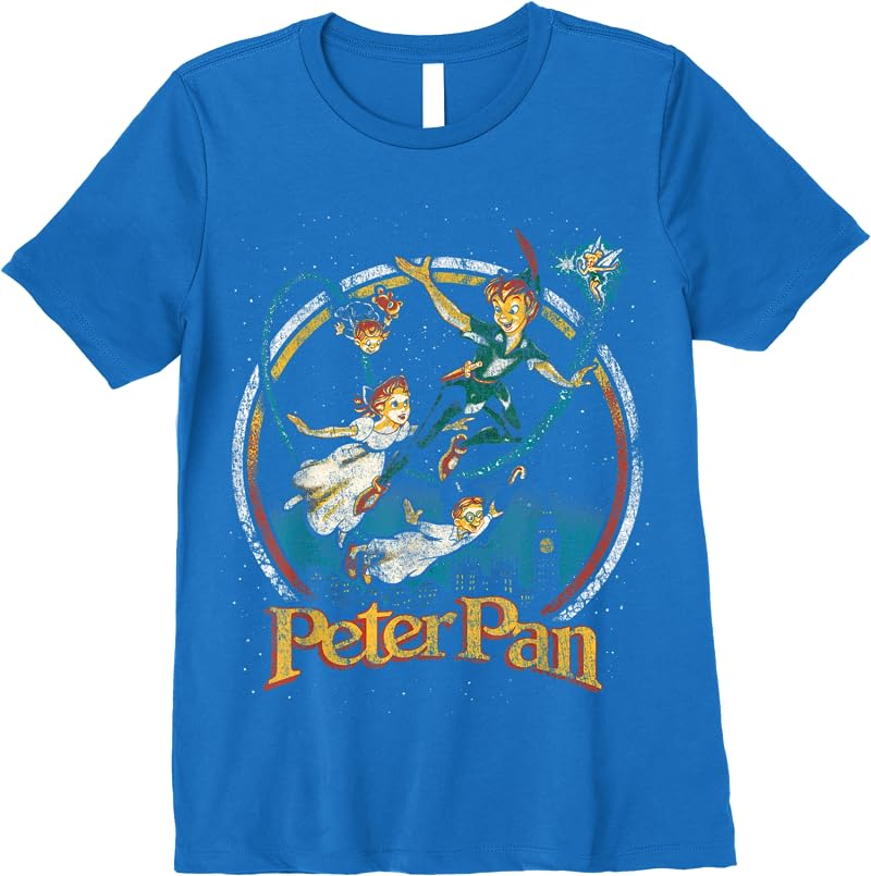 Disney Peter Pan Group London Flyin Graphic T Shirts Royal Blue