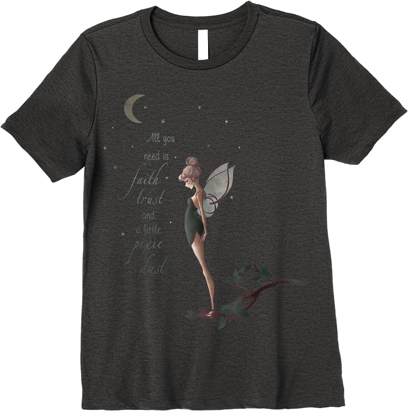 Disney Peter Pan Tinker Bell Moon Quote Art Graphic T Shirts Dark Heather