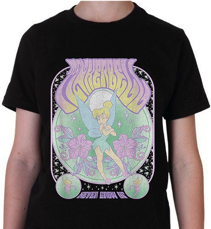 Disney Peter Pan Tinker Bell “Never Grow Up” Seventies Poster T-Shirt Disney Peter Pan Tinker Bell “Never Grow Up” Seventies Poster T-Shirt