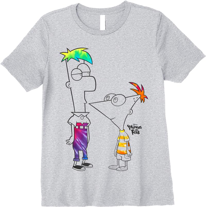 Disney Phineas And Ferb Boys Of Tie Dye T Shirts Sport Grey
