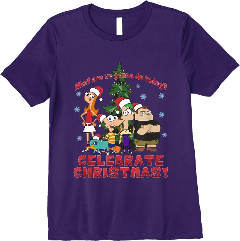 Disney Phineas And Ferb Christmas Group Celebrate Christmas T Shirts Purple Disney Phineas And Ferb Christmas Group Celebrate Christmas T Shirts Purple