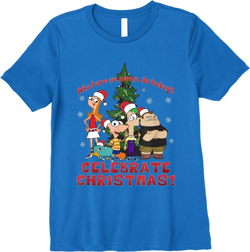 Disney Phineas And Ferb Christmas Group Celebrate Christmas T Shirts Royal Blue Disney Phineas And Ferb Christmas Group Celebrate Christmas T Shirts Royal Blue