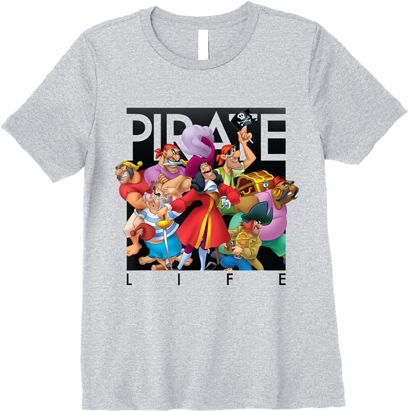 Disney Pirate Life Captain Hook T Shirts Sport Grey
