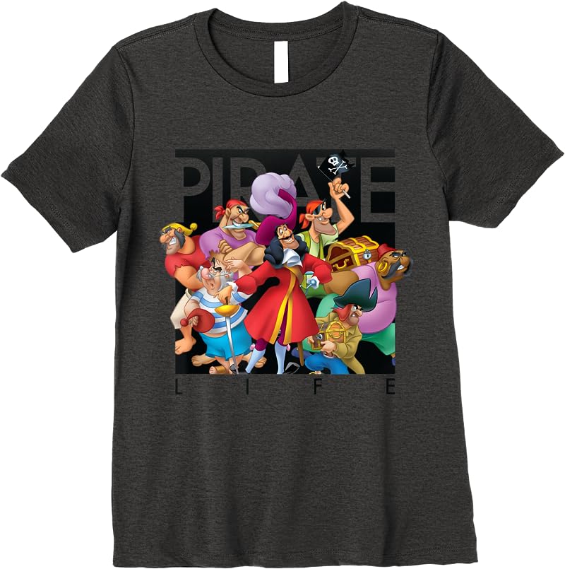 Disney Pirate Life Captain Hook T Shirts Dark Heather