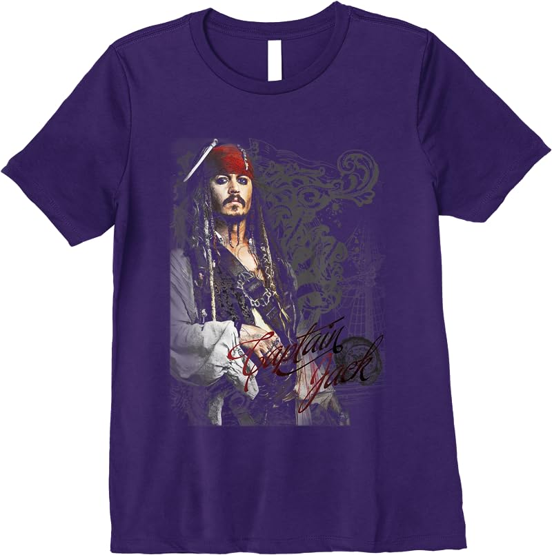 Disney Pirates Of The Caribbean Captain Jack Ornate Poster T Shirts Purple Disney Pirates Of The Caribbean Captain Jack Ornate Poster T Shirts Purple