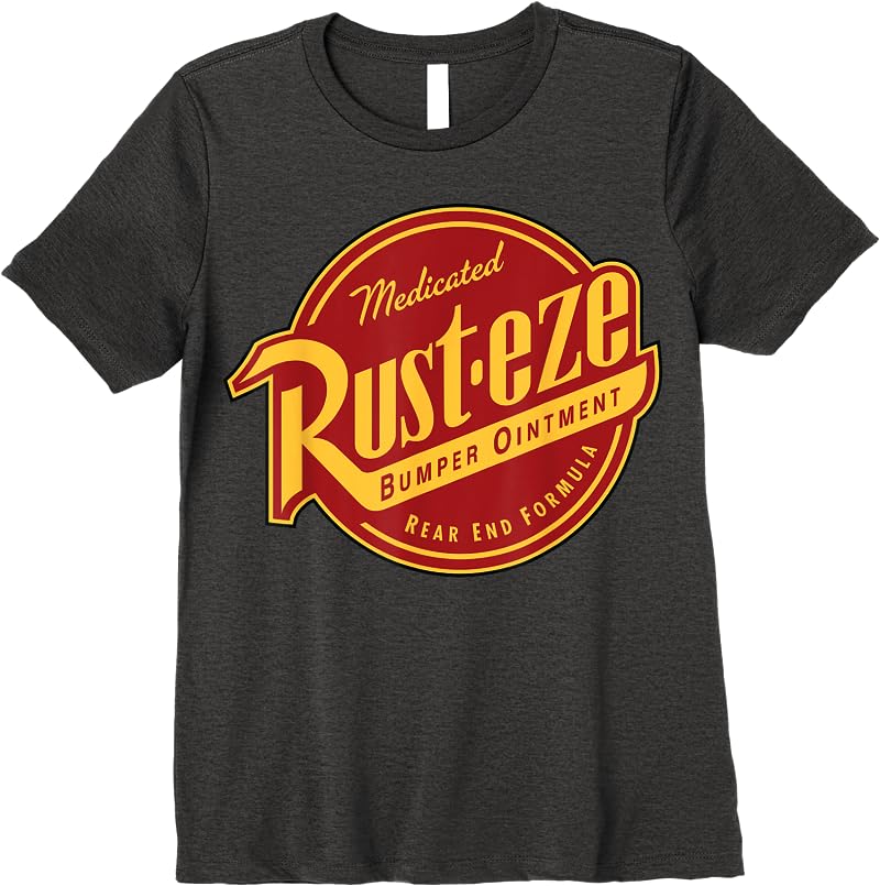 Disney Pixar Cars 2 Rust-eze Ointment Logo Graphic T Shirts Dark Heather Disney Pixar Cars 2 Rust-eze Ointment Logo Graphic T Shirts Dark Heather