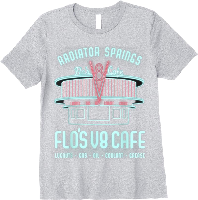 Disney Pixar Cars Flos V8 Cafe Poster Graphic T Shirts Sport Grey Disney Pixar Cars Flos V8 Cafe Poster Graphic T Shirts Sport Grey