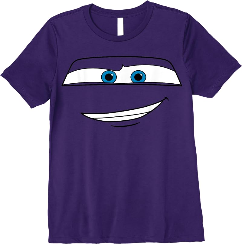 Disney Pixar Cars Lightning Mcqueen Big Face Short Sleeve T Shirts Purple