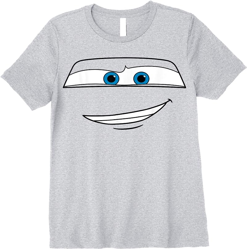 Disney Pixar Cars Lightning Mcqueen Big Face Short Sleeve T Shirts Sport Grey