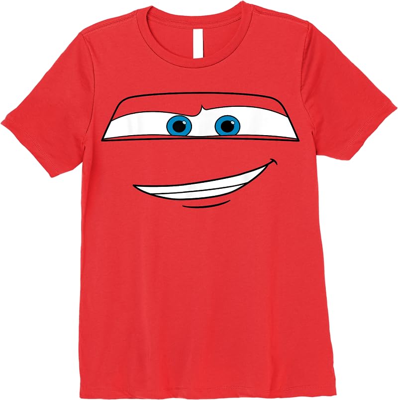 Disney Pixar Cars Lightning Mcqueen Big Face Short Sleeve T Shirts Red