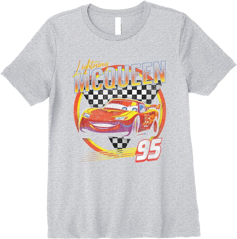 Disney Pixar Cars Lightning Mcqueen Vintage Race T Shirts Sport Grey Disney Pixar Cars Lightning Mcqueen Vintage Race T Shirts Sport Grey