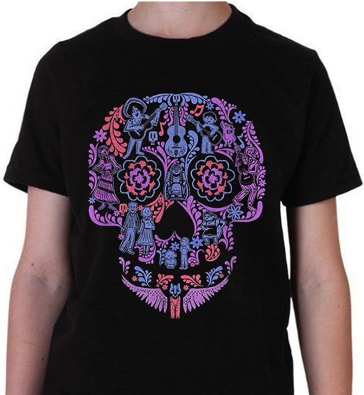 Disney Pixar Coco Floral Skull Story T-Shirts: Fun Graphic Tees for Kids & Adults