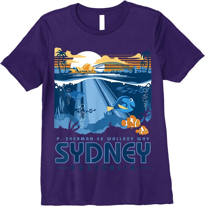 Disney Pixar Finding Nemo Sydney Australia Poster T Shirts Purple Disney Pixar Finding Nemo Sydney Australia Poster T Shirts Purple