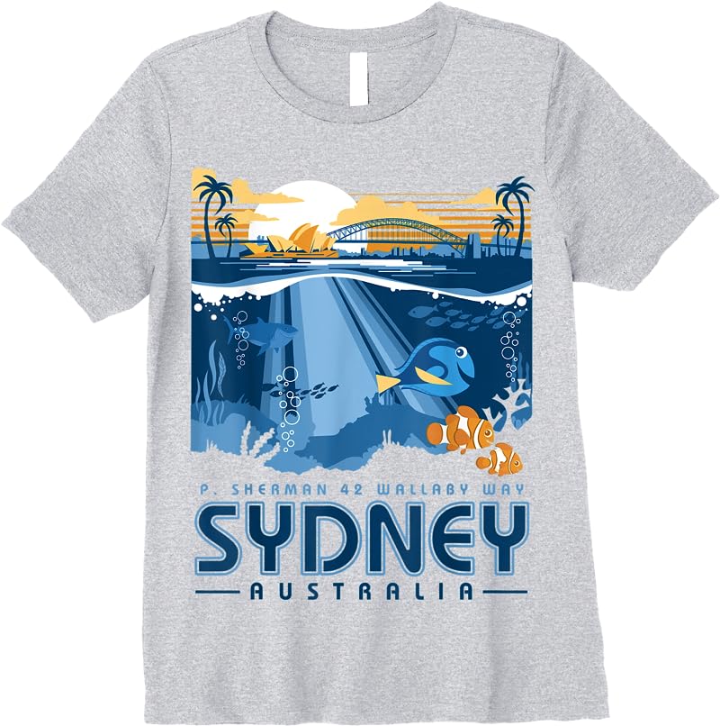 Disney Pixar Finding Nemo Sydney Australia Poster T Shirts Sport Grey Disney Pixar Finding Nemo Sydney Australia Poster T Shirts Sport Grey