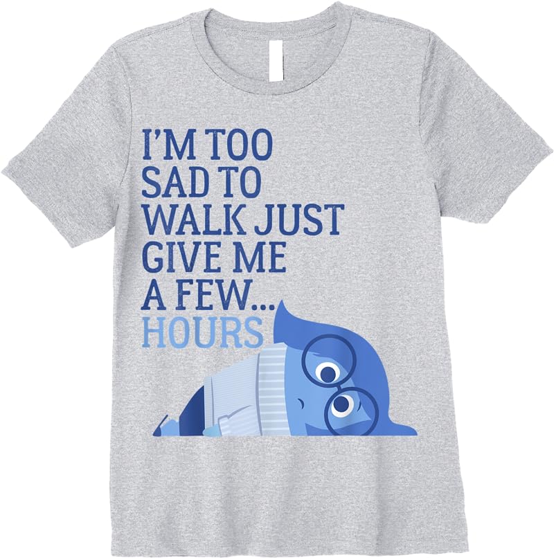 Disney Pixar Inside Out Sandness Too Sad To Walk T Shirts Sport Grey Disney Pixar Inside Out Sandness Too Sad To Walk T Shirts Sport Grey
