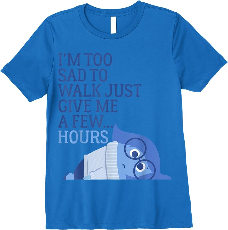 Disney Pixar Inside Out Sandness Too Sad To Walk T Shirts Royal Blue Disney Pixar Inside Out Sandness Too Sad To Walk T Shirts Royal Blue