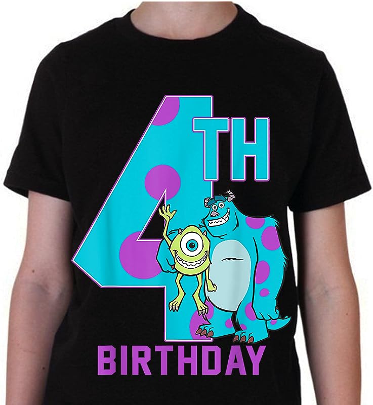 Disney Pixar Monsters Inc Mike & Sully 4th Birthday T-Shirt – Perfect Gift Idea! Disney Pixar Monsters Inc Mike & Sully 4th Birthday T-Shirt – Perfect Gift Idea!