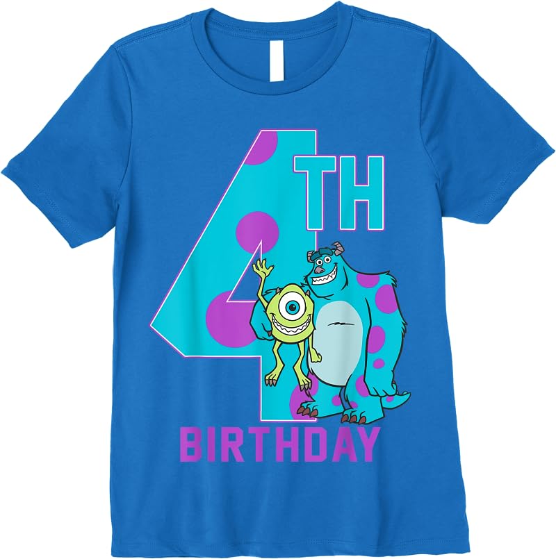 Disney Pixar Monsters Inc Mike Sully Happy 4th Birthday T Shirts Royal Blue Disney Pixar Monsters Inc Mike Sully Happy 4th Birthday T Shirts Royal Blue