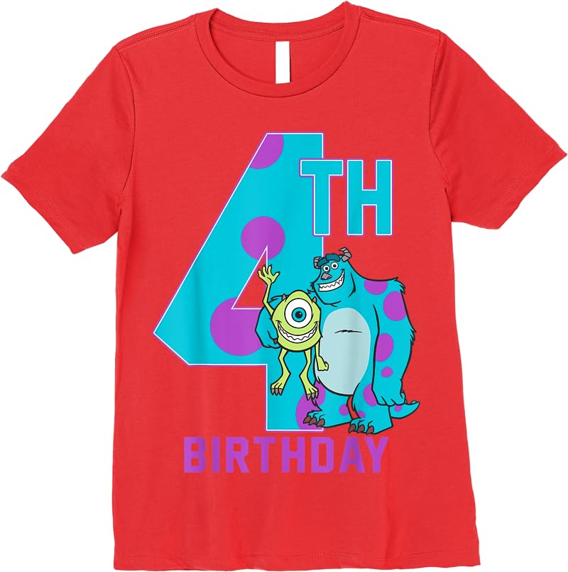 Disney Pixar Monsters Inc Mike Sully Happy 4th Birthday T Shirts Red Disney Pixar Monsters Inc Mike Sully Happy 4th Birthday T Shirts Red