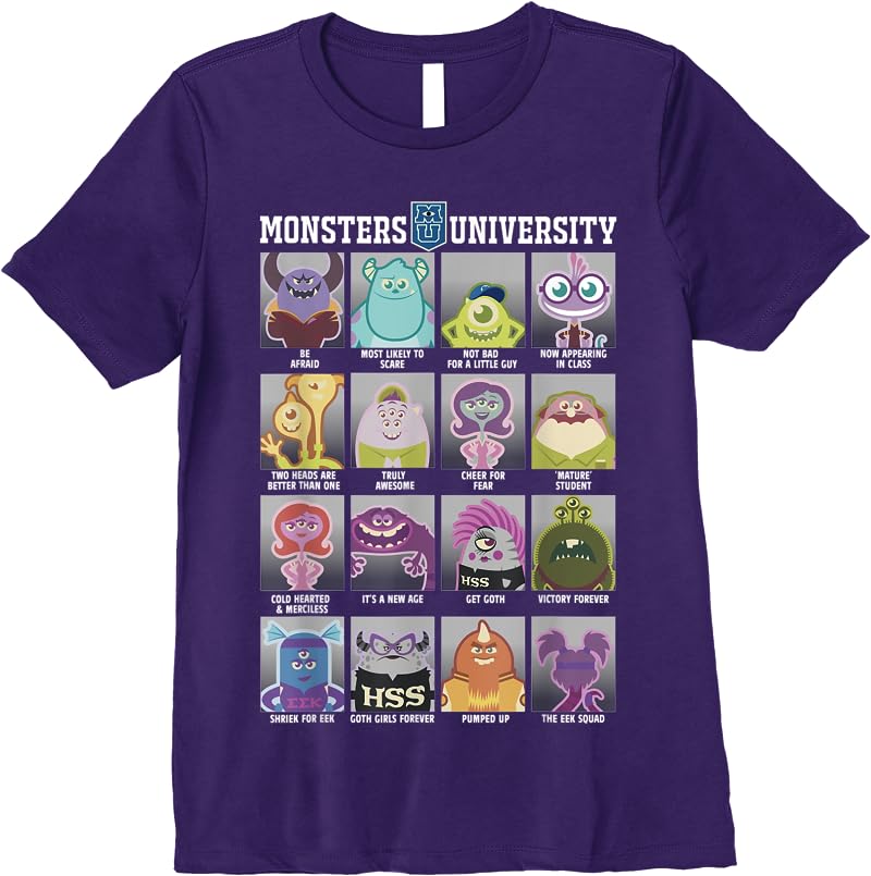 Disney Pixar Monsters University Class Photos T Shirts Purple Disney Pixar Monsters University Class Photos T Shirts Purple