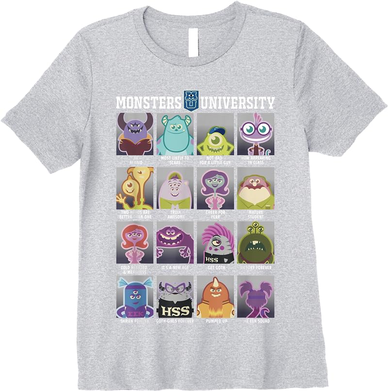 Disney Pixar Monsters University Class Photos T Shirts Sport Grey Disney Pixar Monsters University Class Photos T Shirts Sport Grey