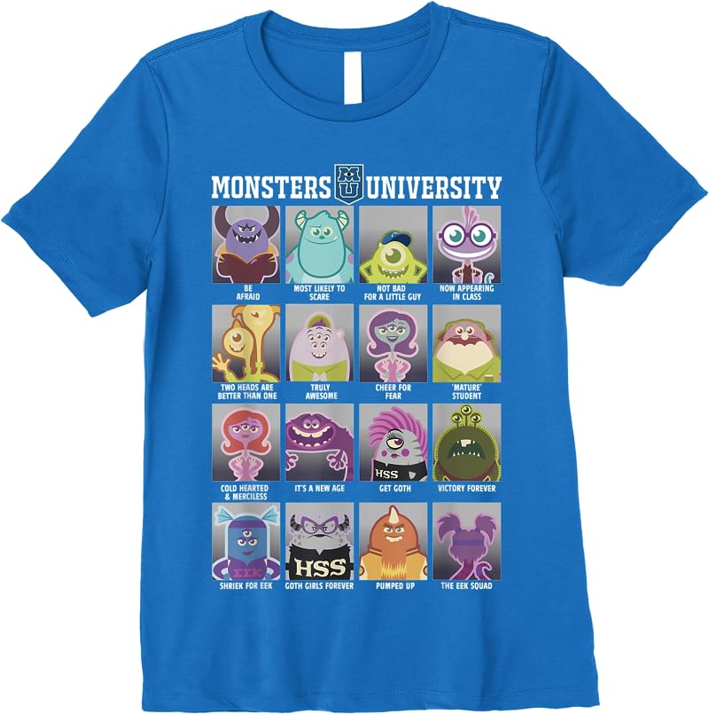 Disney Pixar Monsters University Class Photos T Shirts Royal Blue Disney Pixar Monsters University Class Photos T Shirts Royal Blue