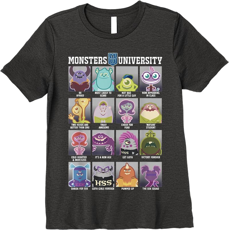 Disney Pixar Monsters University Class Photos T Shirts Dark Heather Disney Pixar Monsters University Class Photos T Shirts Dark Heather