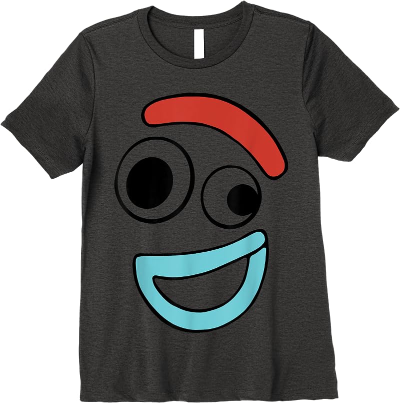 Disney Pixar Toy Story 4 Forky Large Happy Face T Shirts Dark Heather Disney Pixar Toy Story 4 Forky Large Happy Face T Shirts Dark Heather