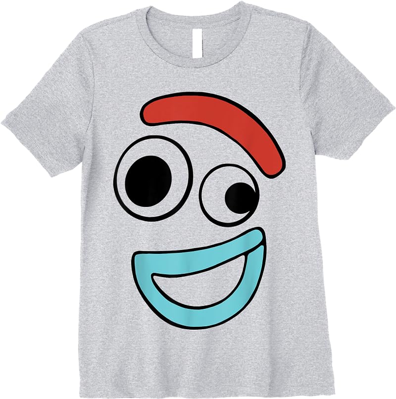 Disney Pixar Toy Story 4 Forky Large Happy Face T Shirts Sport Grey Disney Pixar Toy Story 4 Forky Large Happy Face T Shirts Sport Grey