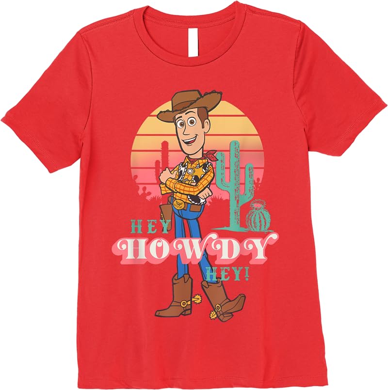 Disney Pixar Toy Story 4 Woody Hey Howdy Hey Retro Portrait T Shirts Red