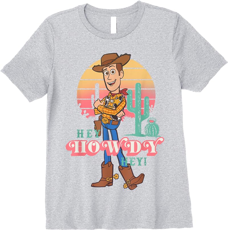 Disney Pixar Toy Story 4 Woody Hey Howdy Hey Retro Portrait T Shirts Sport Grey