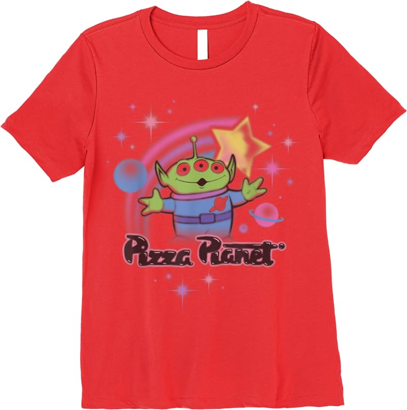 Disney Pixar Toy Story Alien Pizza Planet Airbrush T Shirts Red