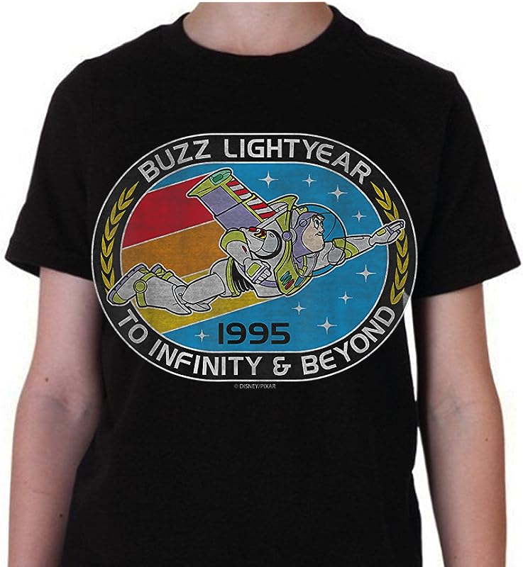 Disney Pixar Toy Story Buzz Lightyear “To Infinity” Badge T-Shirt – 65 Characters Disney Pixar Toy Story Buzz Lightyear “To Infinity” Badge T-Shirt – 65 Characters