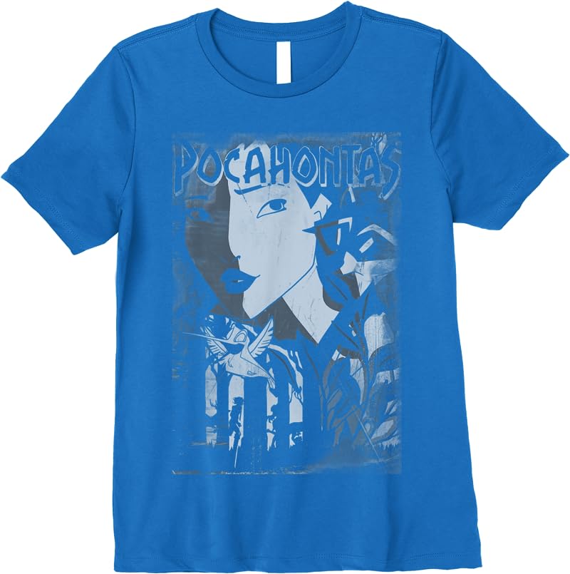 Disney Pocahontas Dark Portrait Poster T Shirts Royal Blue Disney Pocahontas Dark Portrait Poster T Shirts Royal Blue