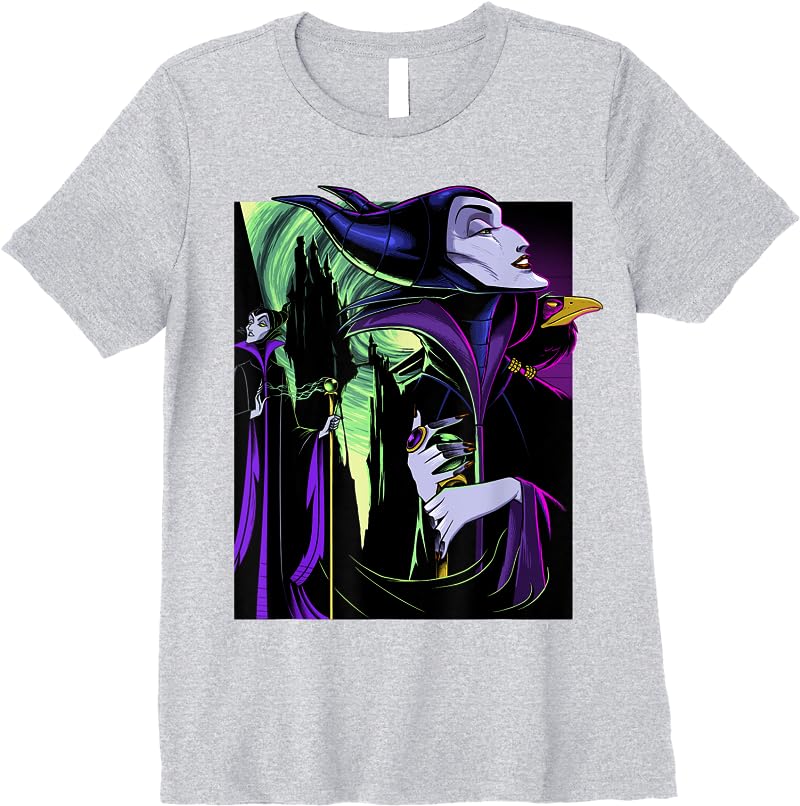 Disney Sleeping Beauty Maleficent Large Side Portrait T Shirts Sport Grey Disney Sleeping Beauty Maleficent Large Side Portrait T Shirts Sport Grey