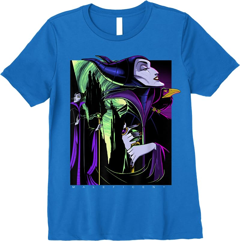 Disney Sleeping Beauty Maleficent Large Side Portrait T Shirts Royal Blue Disney Sleeping Beauty Maleficent Large Side Portrait T Shirts Royal Blue