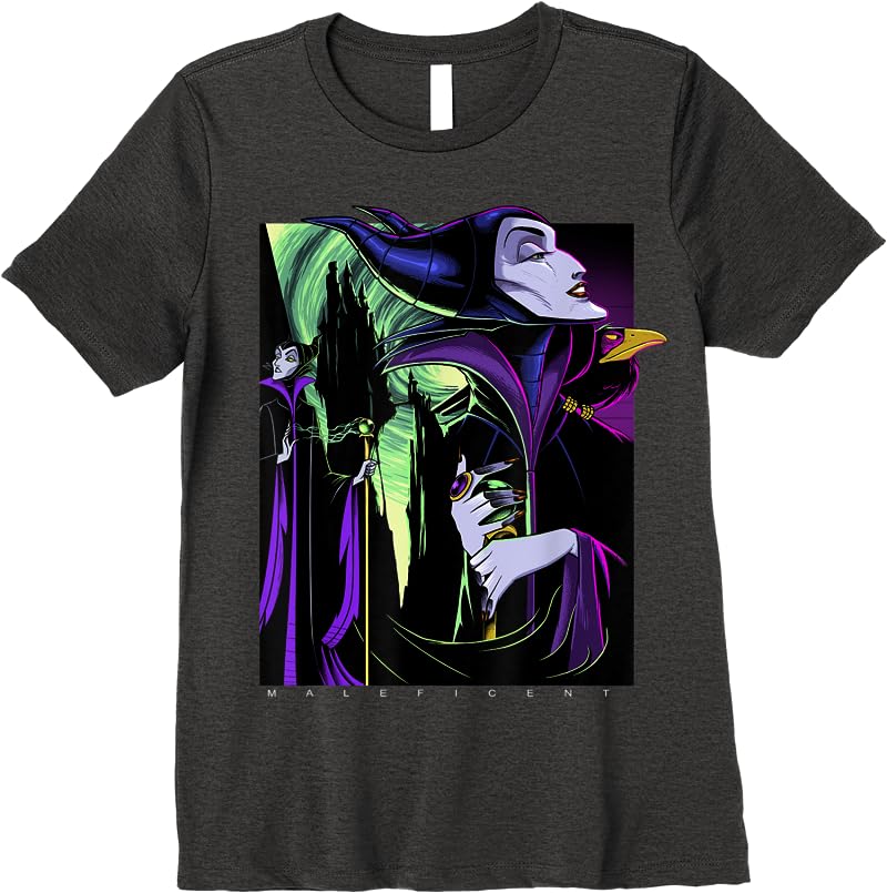 Disney Sleeping Beauty Maleficent Large Side Portrait T Shirts Dark Heather Disney Sleeping Beauty Maleficent Large Side Portrait T Shirts Dark Heather