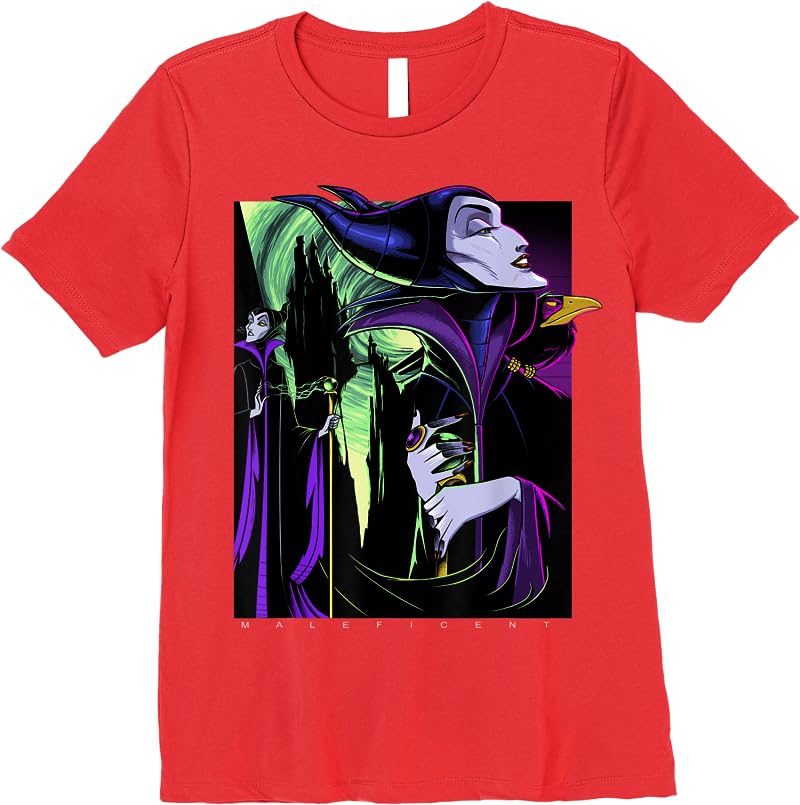 Disney Sleeping Beauty Maleficent Large Side Portrait T Shirts Red Disney Sleeping Beauty Maleficent Large Side Portrait T Shirts Red
