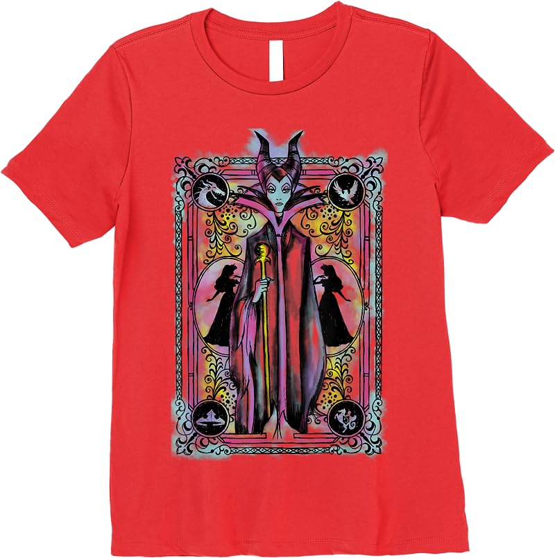 Disney Sleepy Beauty Watercolors Card Maleficent T Shirts Red Disney Sleepy Beauty Watercolors Card Maleficent T Shirts Red