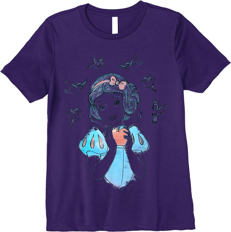 Disney Snow White Birds And Apple Sketch T Shirts Purple
