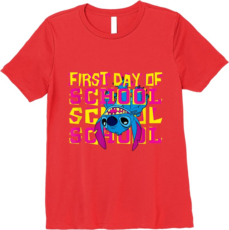 Disney Stitch Neon First Day Of School T Shirts Red Disney Stitch Neon First Day Of School T Shirts Red