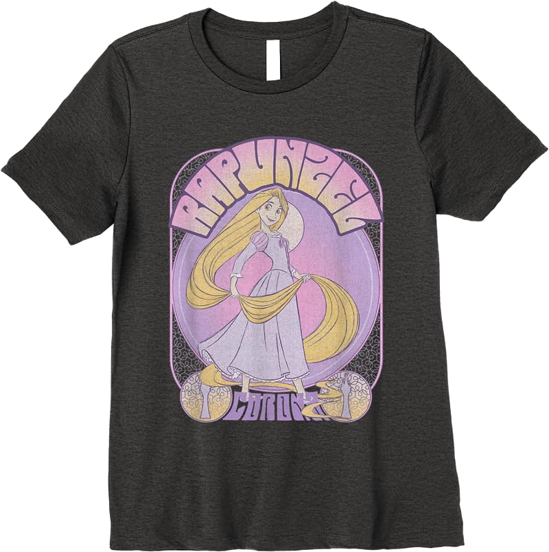 Disney Tangled Rapunzel Seventies Retro Poster T Shirts Dark Heather
