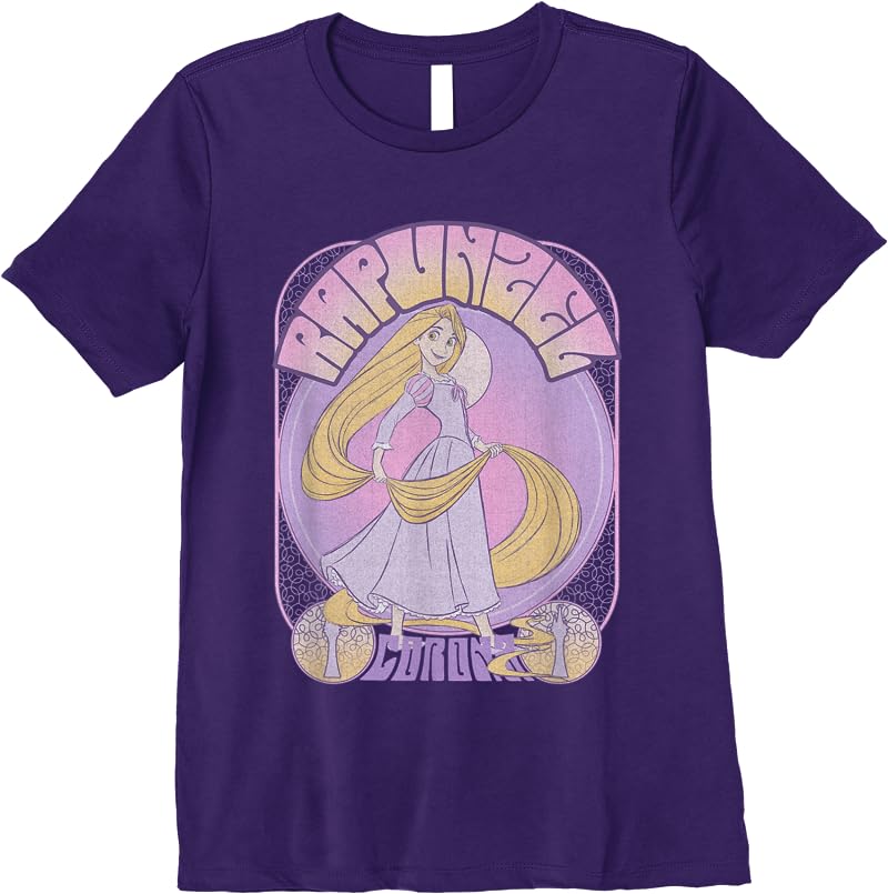 Disney Tangled Rapunzel Seventies Retro Poster T Shirts Purple