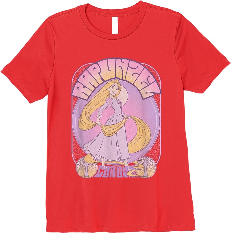 Disney Tangled Rapunzel Seventies Retro Poster T Shirts Red