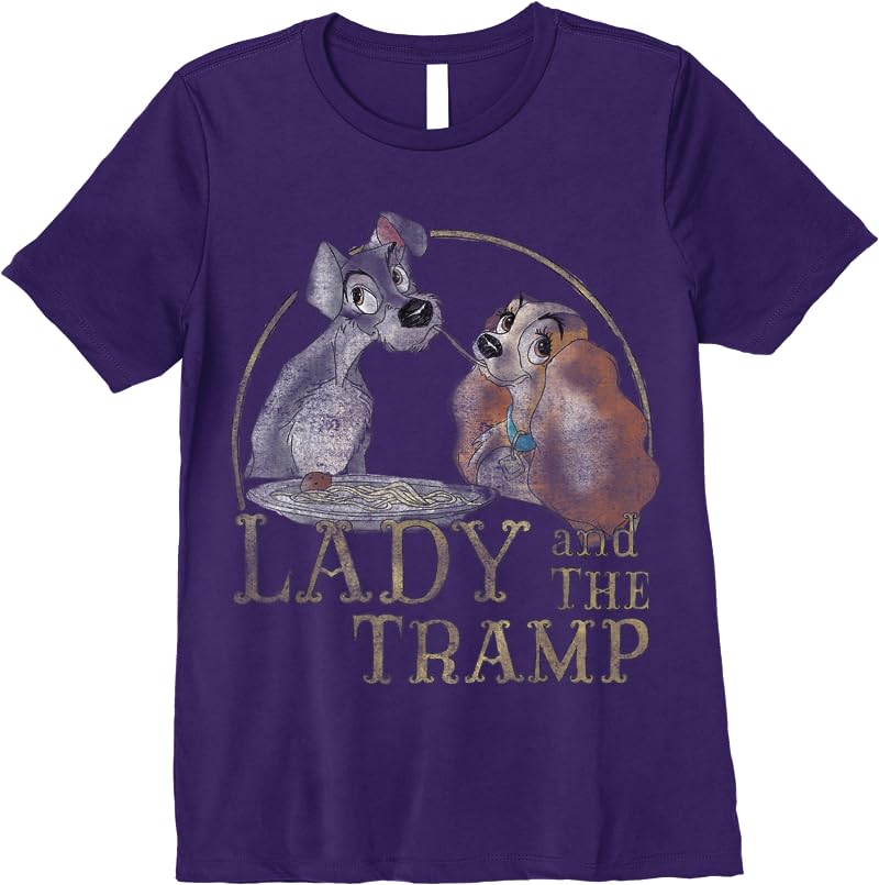 Disney The Lady And The Tramp Eating Spaghetti T Shirts Purple Disney The Lady And The Tramp Eating Spaghetti T Shirts Purple