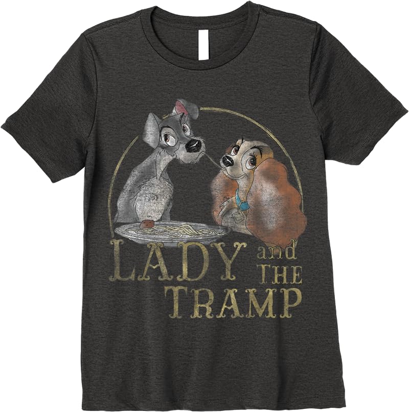 Disney The Lady And The Tramp Eating Spaghetti T Shirts Dark Heather Disney The Lady And The Tramp Eating Spaghetti T Shirts Dark Heather