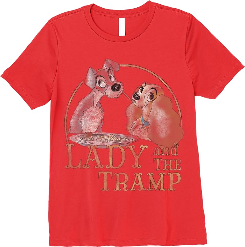 Disney The Lady And The Tramp Eating Spaghetti T Shirts Red Disney The Lady And The Tramp Eating Spaghetti T Shirts Red