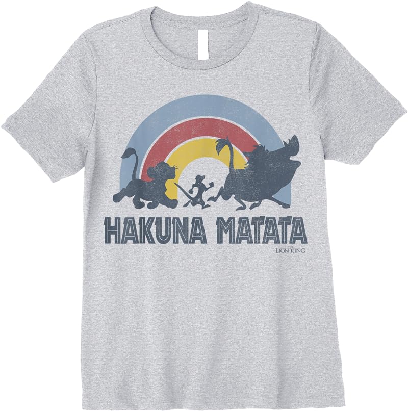 Disney The Lion King Hakuna Matata Distressed Rainbow Logo T Shirts Sport Grey