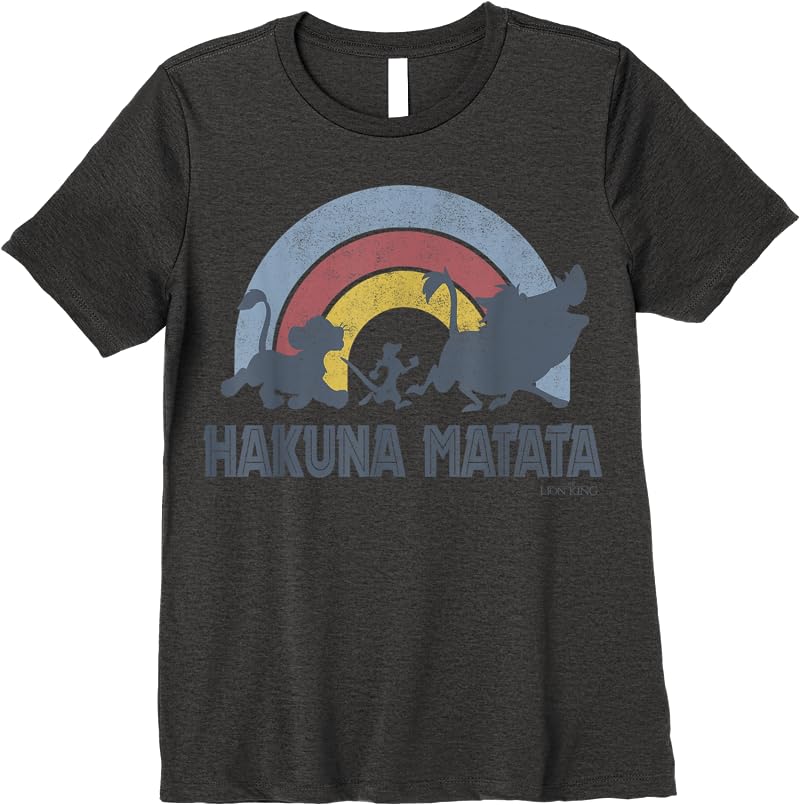 Disney The Lion King Hakuna Matata Distressed Rainbow Logo T Shirts Dark Heather