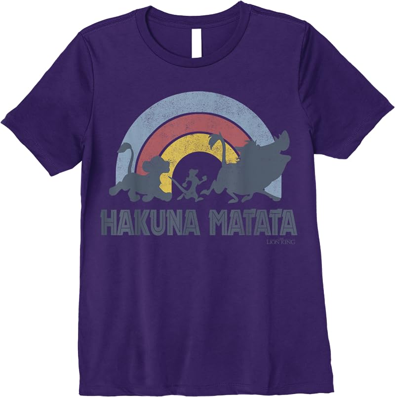 Disney The Lion King Hakuna Matata Distressed Rainbow Logo T Shirts Purple